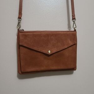 Street Level Camel Color Envelope Fold Cow Leather Crossbody Bag Clutch